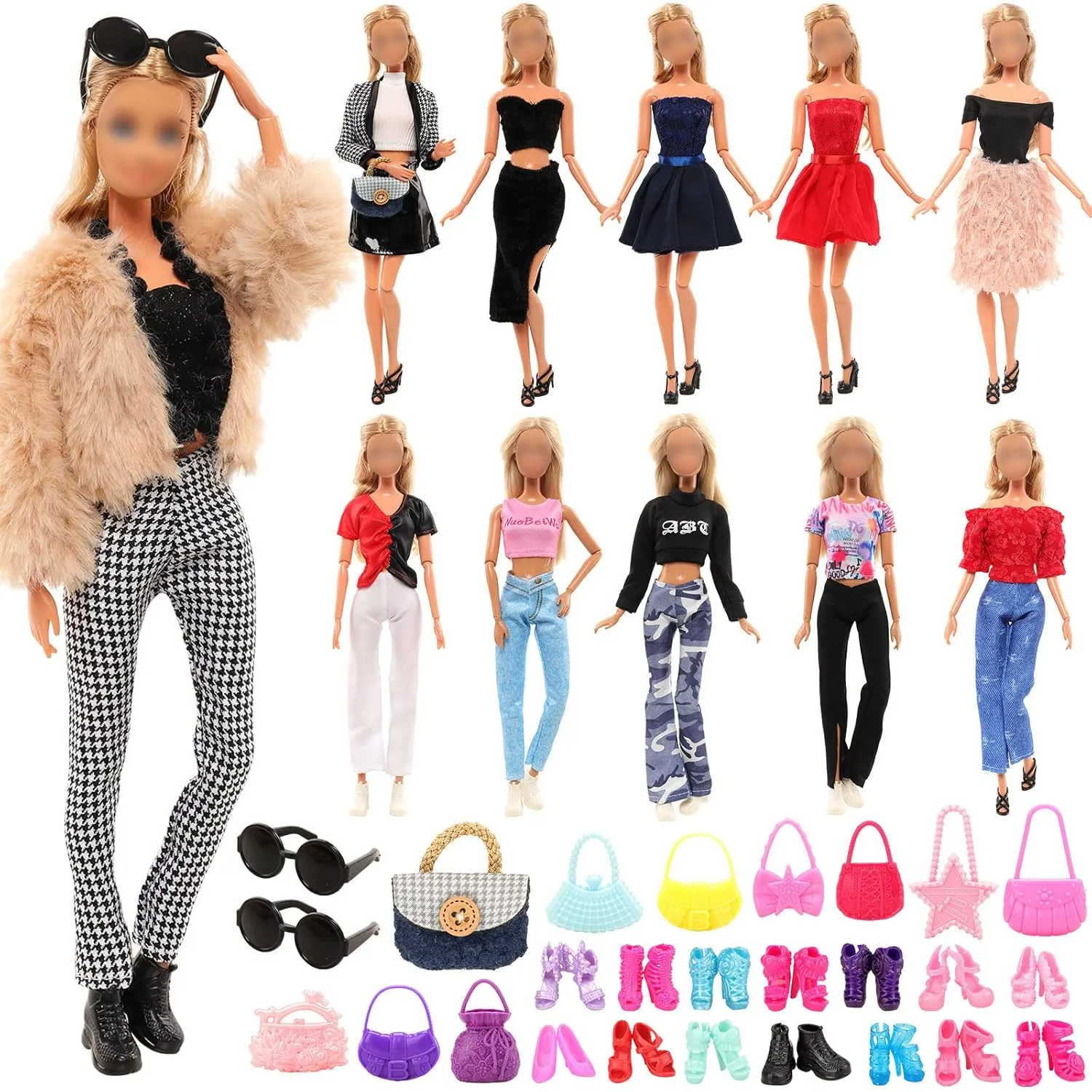 11.5 Inch Doll Clothes & Accessories 4 Tops 4 Pants/Skirts Outfits 2 Coats