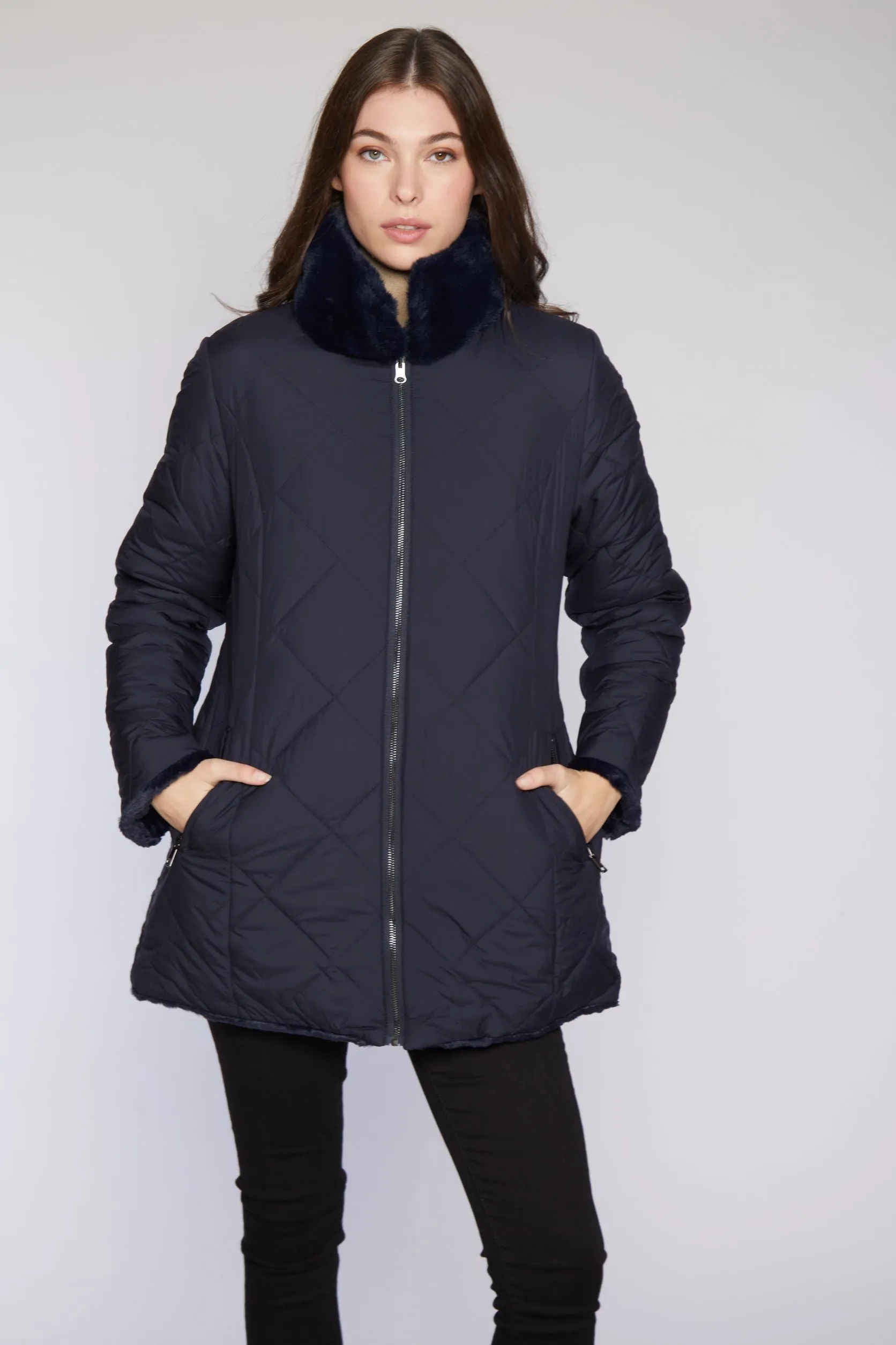 #1181 Fabulous Faux Reversible Puffer 1/2 price $195