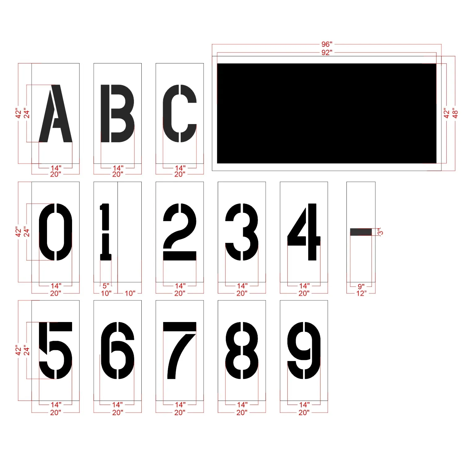 24" Amazon ABC with Number and Background Stencil Set