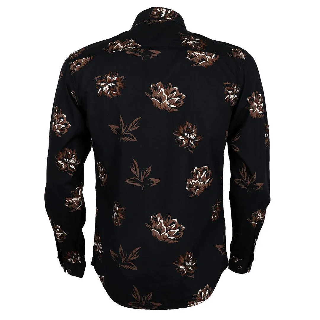 Bajieli Finest Quality Black and Brown Flowered Designed Shirt