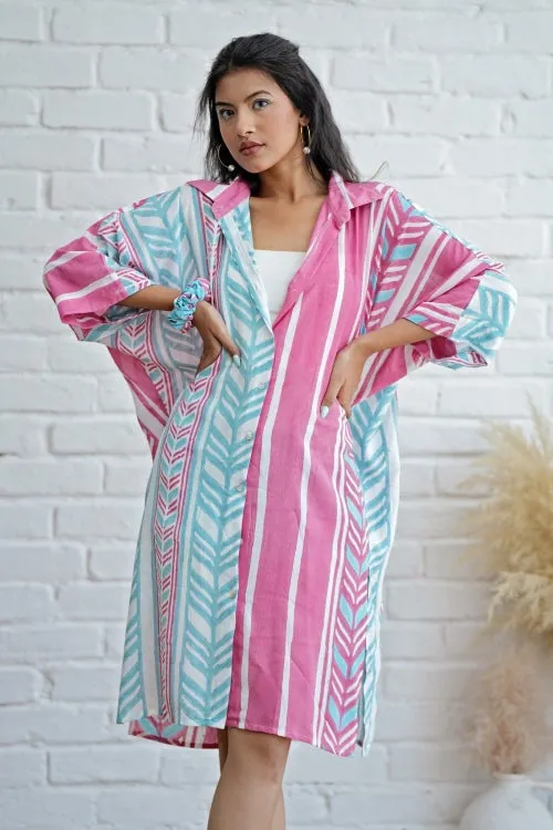 Barbie In Pink Hand Block Printed Oversize Shirt