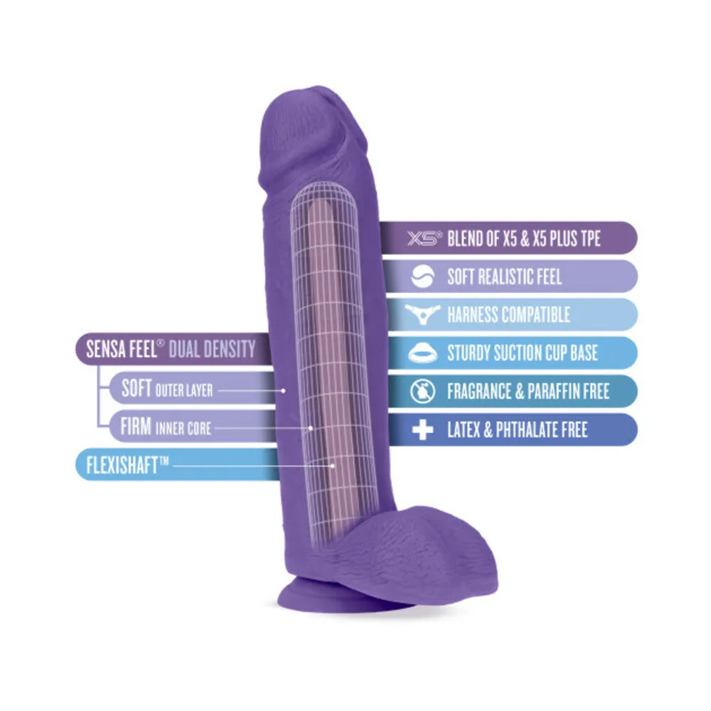 Blush Au Naturel Bold Huge 10 in. Posable Dual Density Dildo with Balls & Suction Cup Purple