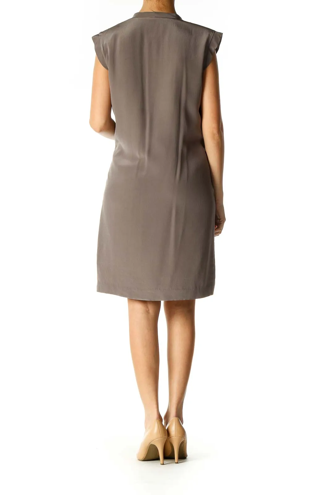 Brown Solid Casual Dress