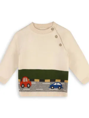 Cars Jacquard Knit Baby Raglan Sweater