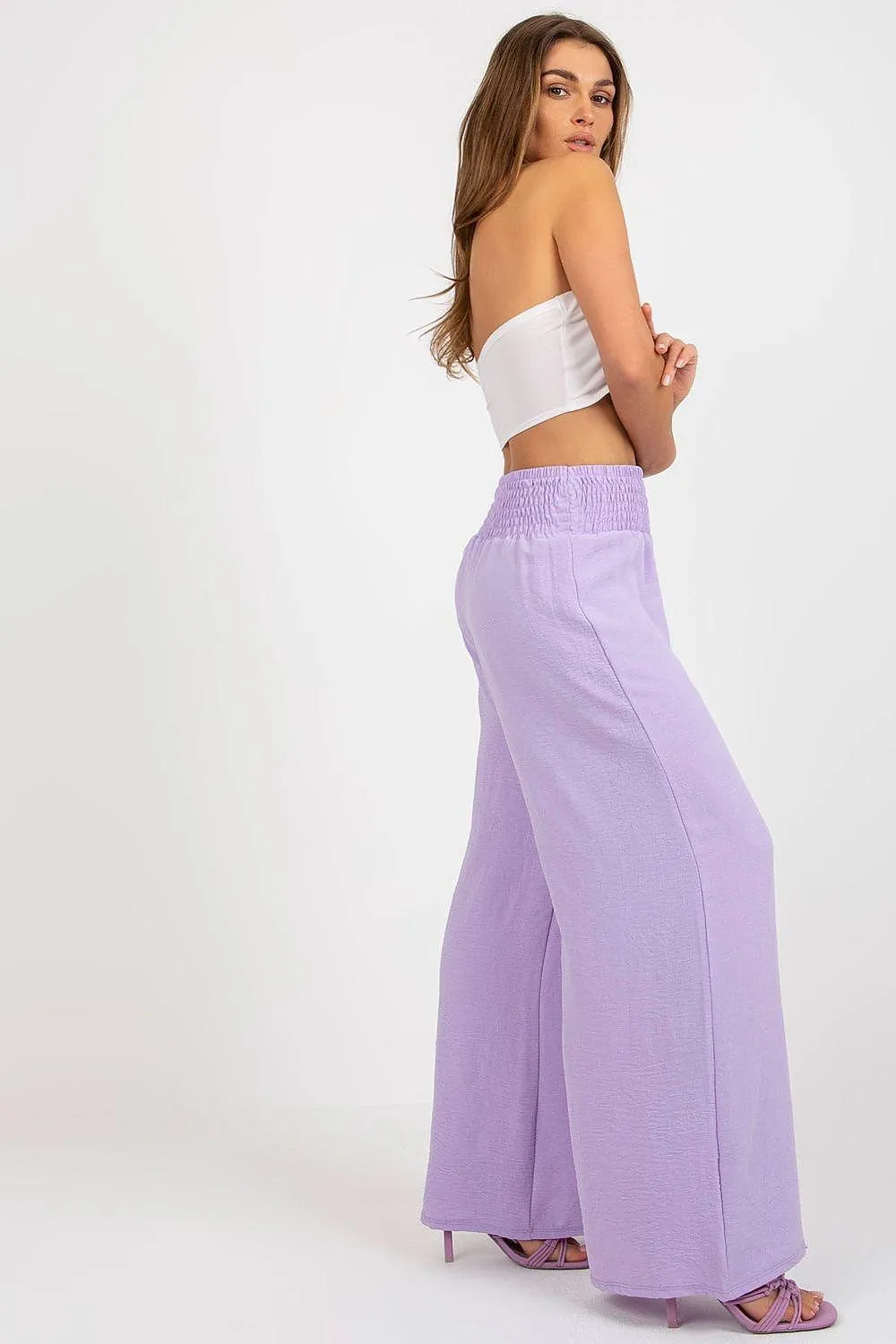 Chic Wide Leg Polyester Trousers by Elegant Italy Moda