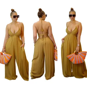 Comfortable Creative Backless Tube Wide Leg Pants