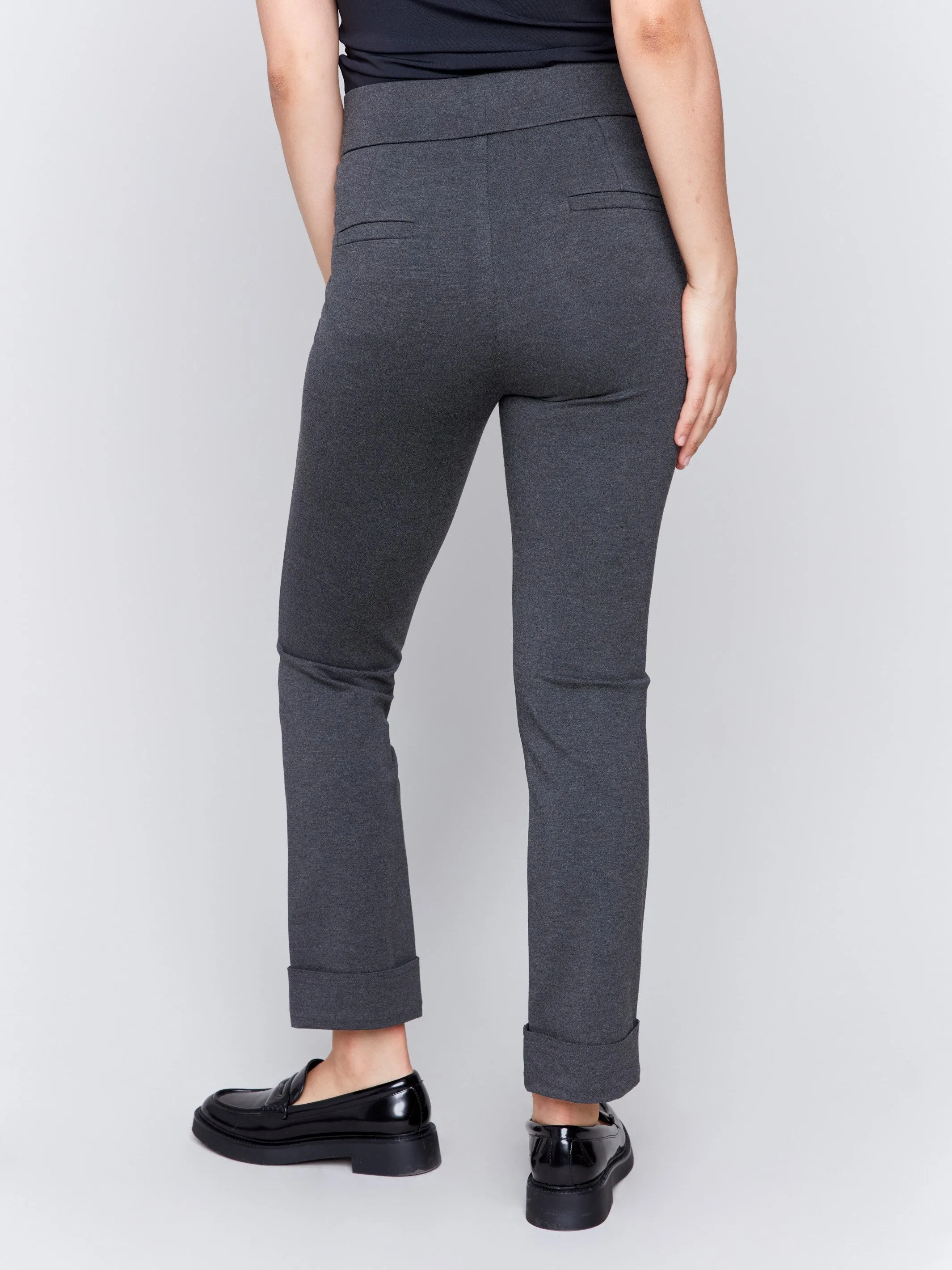 Cuffed Ponte Pants - Charcoal