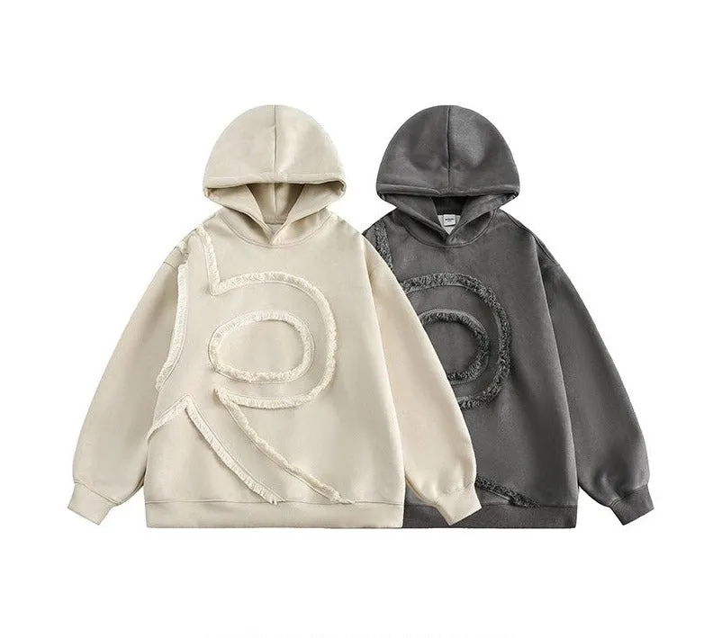 Dark gray laced heavyweight hoodies