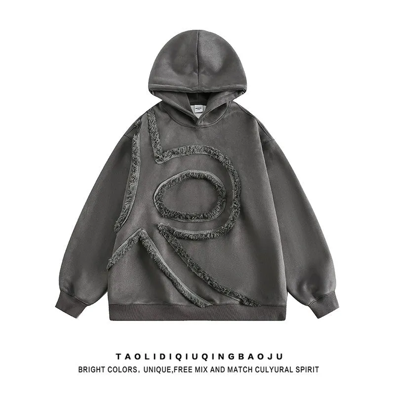 Dark gray laced heavyweight hoodies