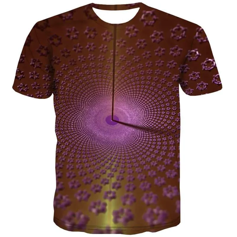 Dizziness T shirts Men Abstract Tshirt Anime Psychedelic Tshirts Casual Street T shirts Funny Purple T-shirts 3d