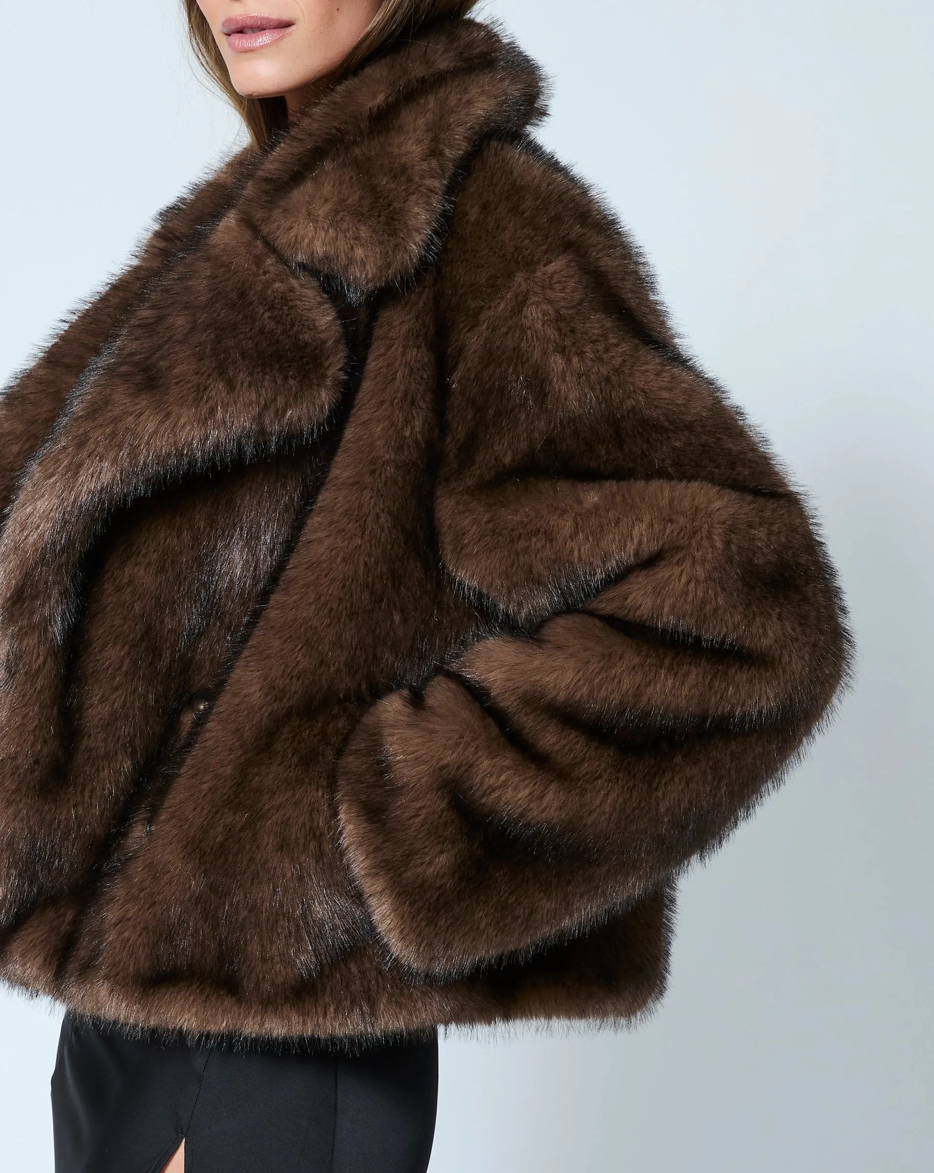 Double Breasted Faux Mink Fur Jacket