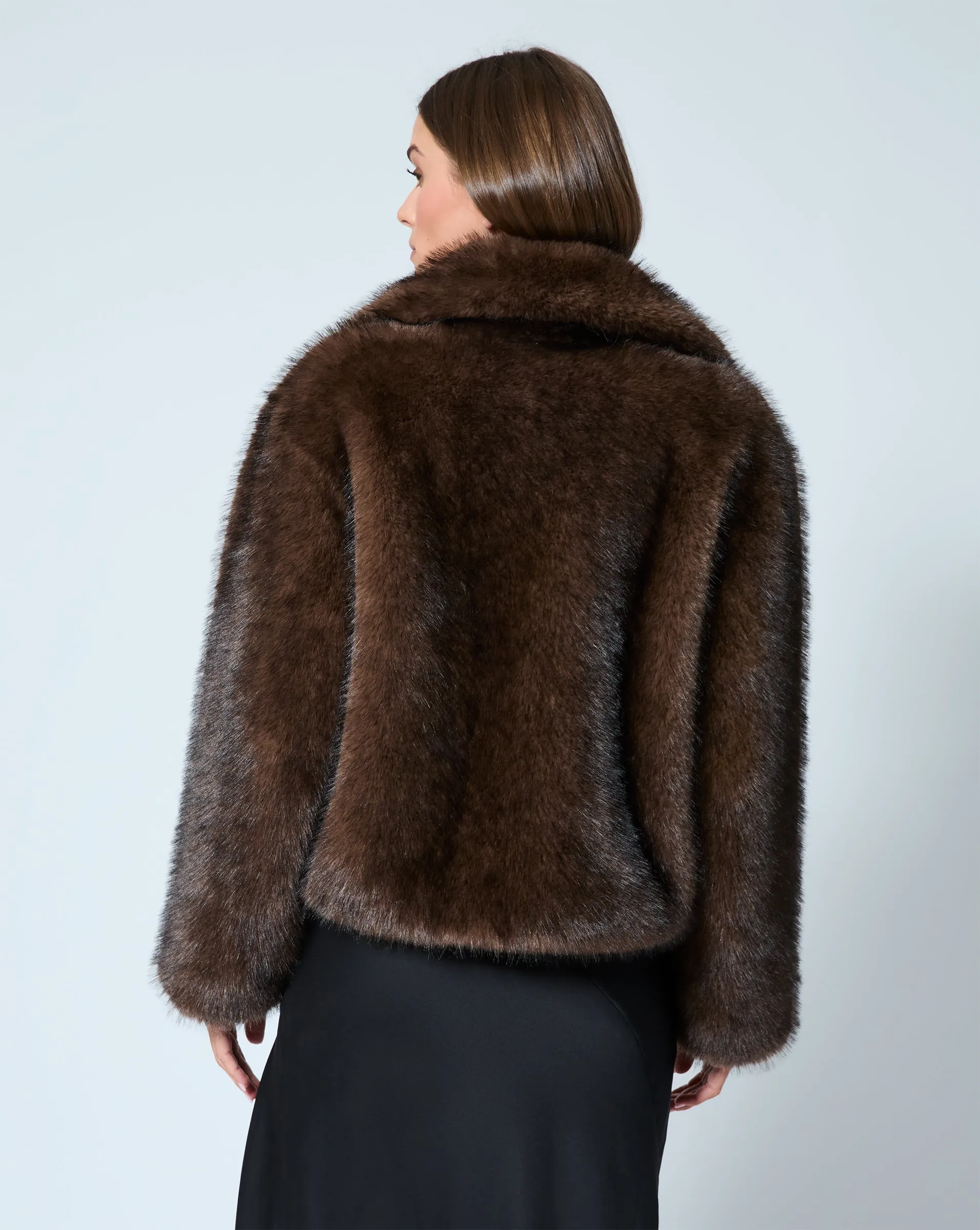 Double Breasted Faux Mink Fur Jacket