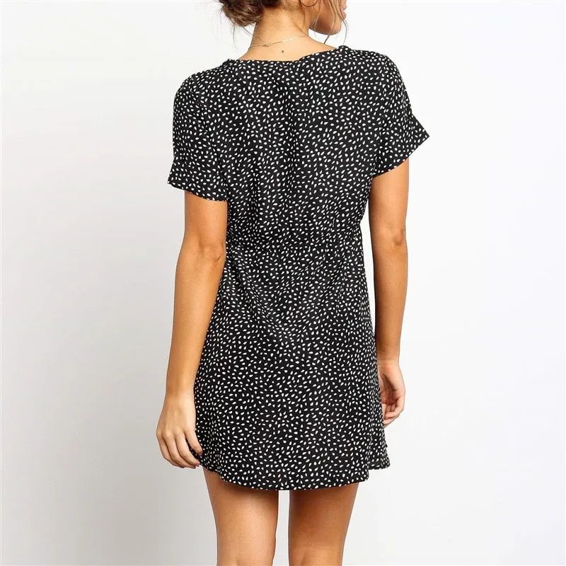 Dress Women Casual Short Sleeve Dot