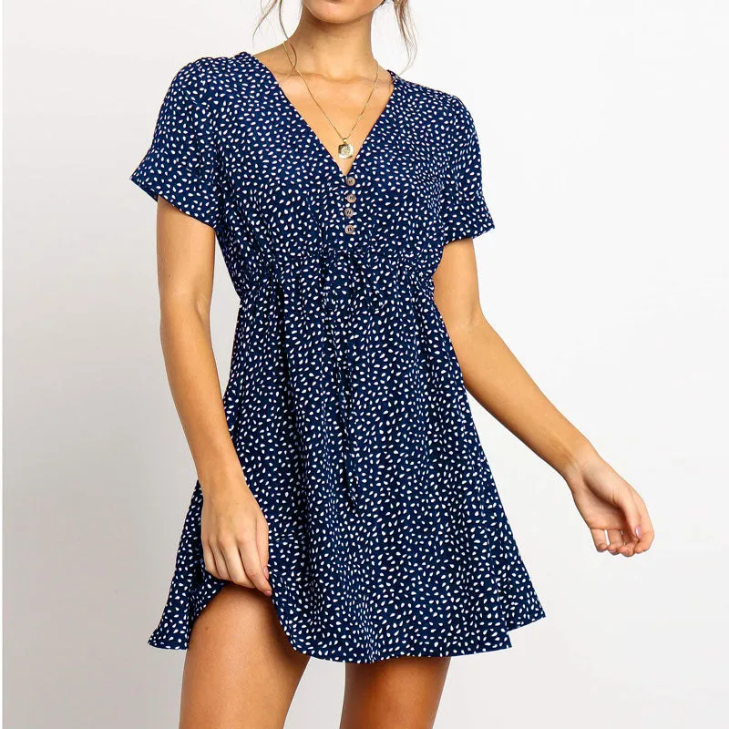 Dress Women Casual Short Sleeve Dot