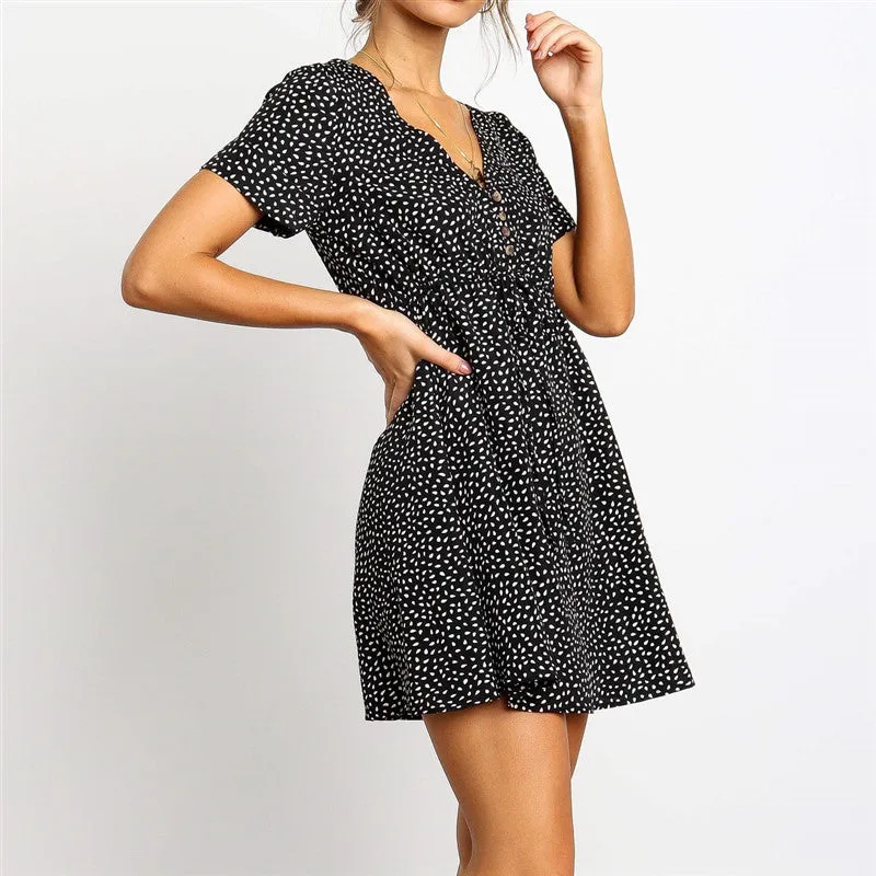 Dress Women Casual Short Sleeve Dot