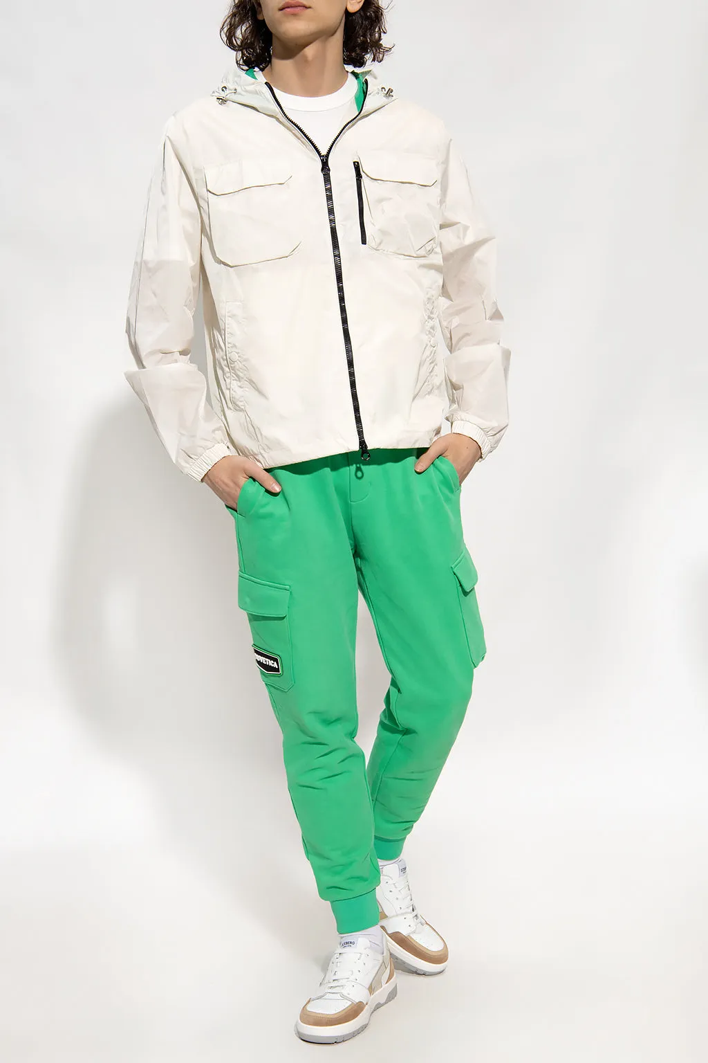 Duvetica New Mens Hooded White Windbreaker Zip Up Jacket