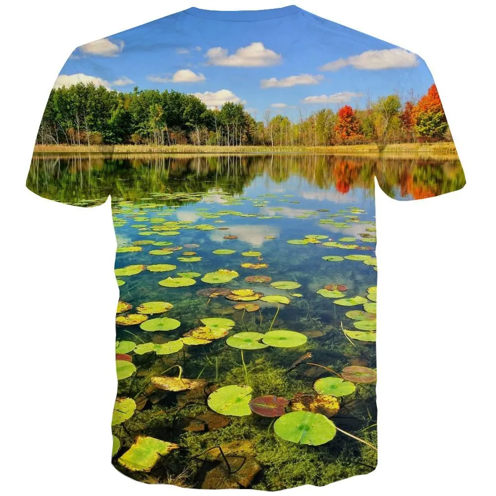 fishing T shirts Men fish Tshirt Printed lake T-shirts Graphic Short Sleeve