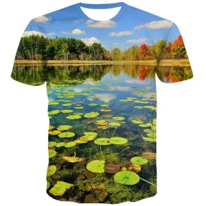 fishing T shirts Men fish Tshirt Printed lake T-shirts Graphic Short Sleeve