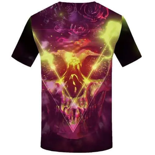 Geometric Flowers T shirts Men Skull T-shirts 3d Skeleton Tshirts Cool Flower Shirt Print Lightning T-shirts Graphic