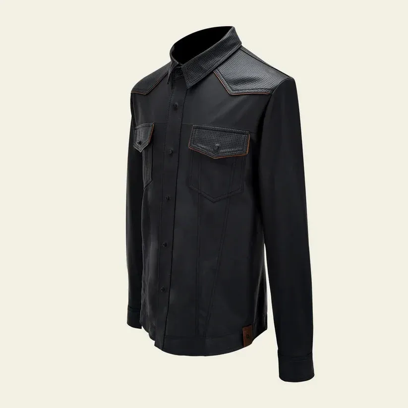 H352BOB - Cuadra black casual fashion lambskin blouson shirt for men