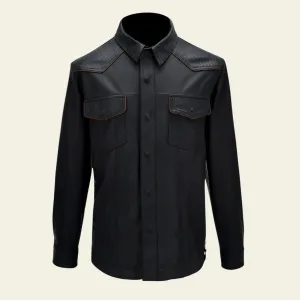 H352BOB - Cuadra black casual fashion lambskin blouson shirt for men