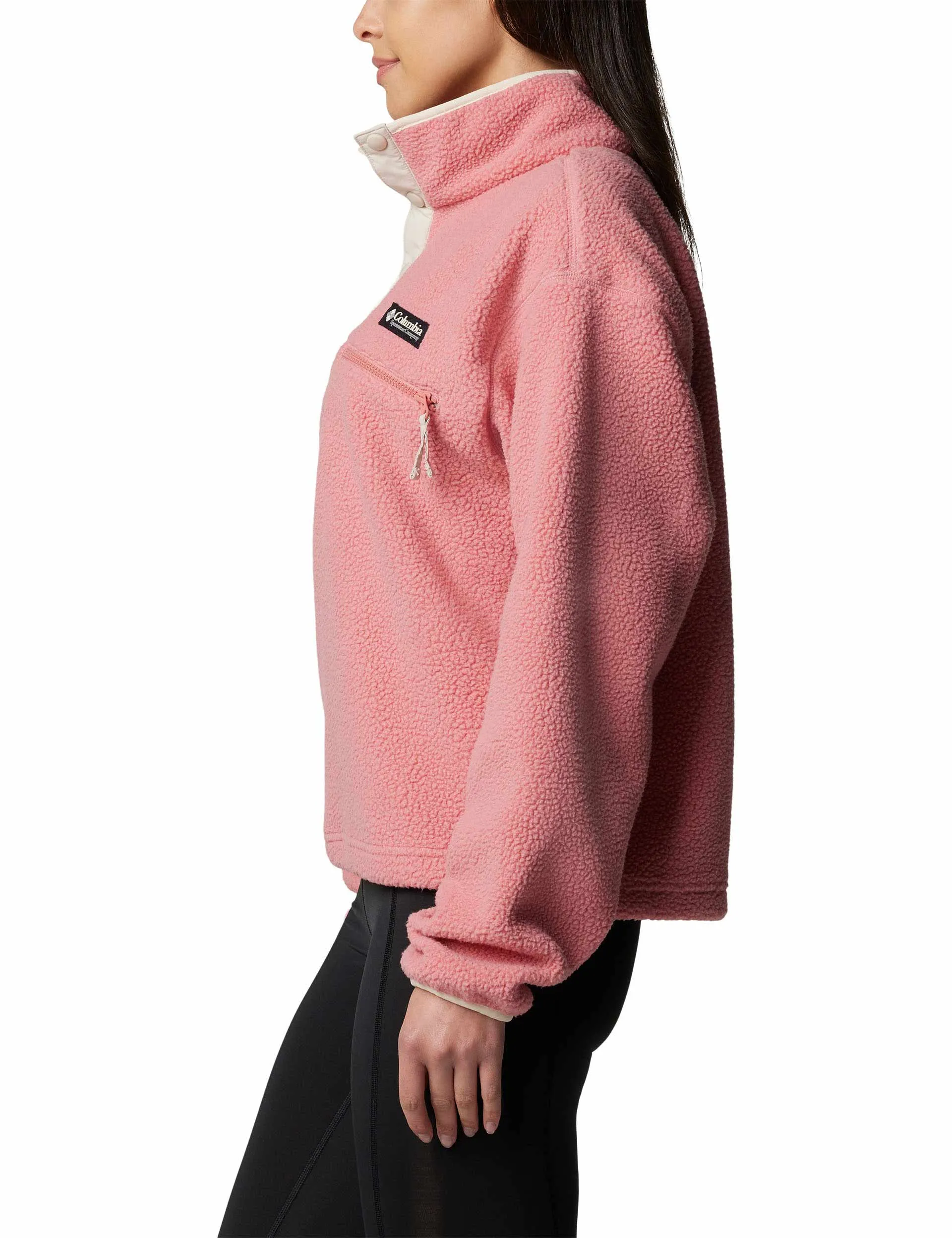 Helvetia II Cropped Sherpa Half Snap Fleece - Pink Agave