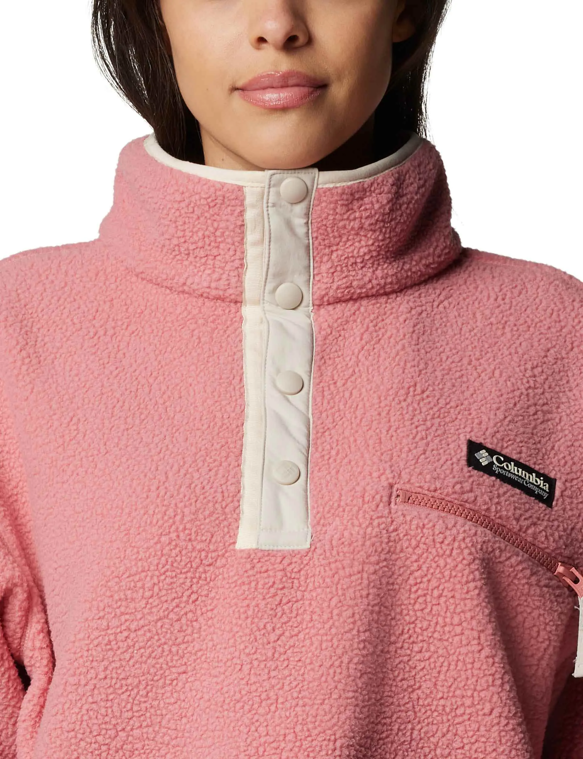 Helvetia II Cropped Sherpa Half Snap Fleece - Pink Agave