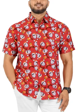 LA LEELA Men's Hawaiian Shirts Short Sleeve Button Down Shirt Mens Christmas Shirts Vacation Party Shirts for Men Funny