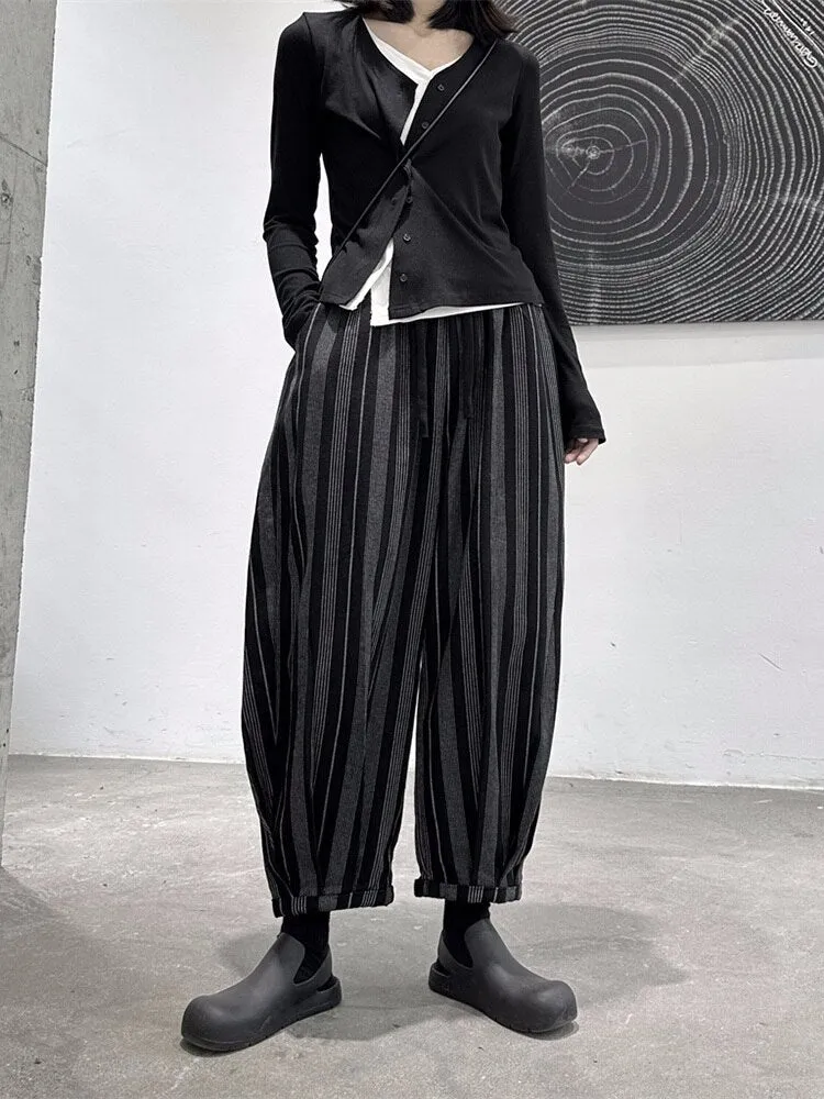 Loose Fit Striped Wide Leg Pants