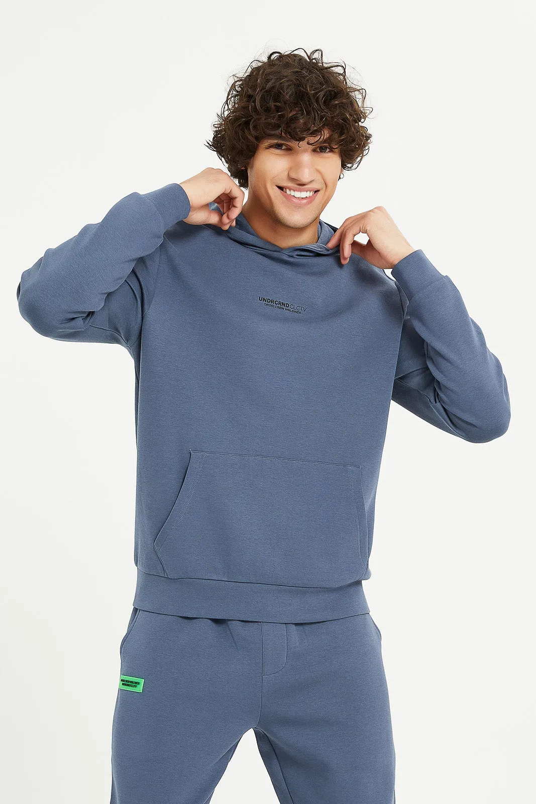 Men Blue Soft Touch Hoodie Sweatshirt