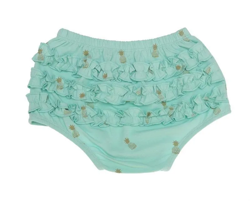 Minifin Pineapple Print Ruffle Bloomers - Teal