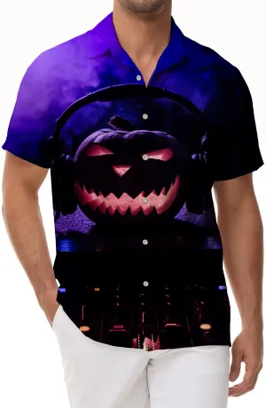 Music Pumpkin Head Halloween Shirt Men's Shirt Fun Shirt Print Harajuku Shirt Anime Party Shirt Short Sleeve Hip Hop