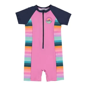 Nano One-Piece Rashguard Girls Short-Sleeve Swimsuit - Little Rose (6-9 Months)