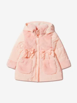 Patachou Girls Faux Fur Trim Hooded Coat