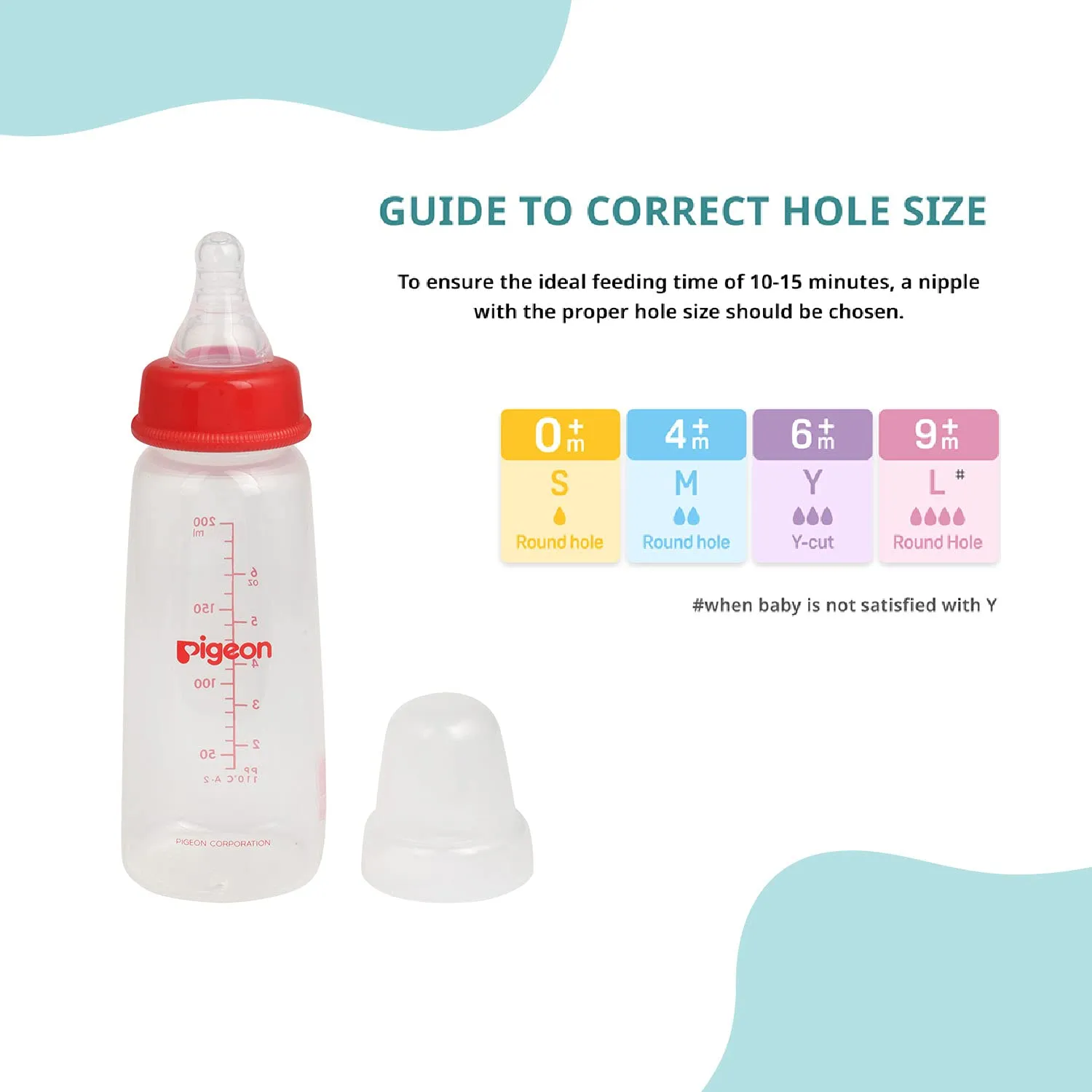 Pigeon Baby Feeding Bottle with Narrow Neck, 4 month - 200ml, Red