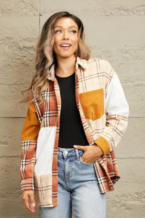 Plaid Color Block Dropped Shoulder Shacket