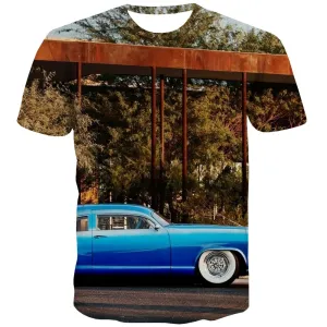 Racing Car T shirts Men Metal T shirts Funny City T-shirts 3d Gray Shirt Print Retro Tshirts Casual