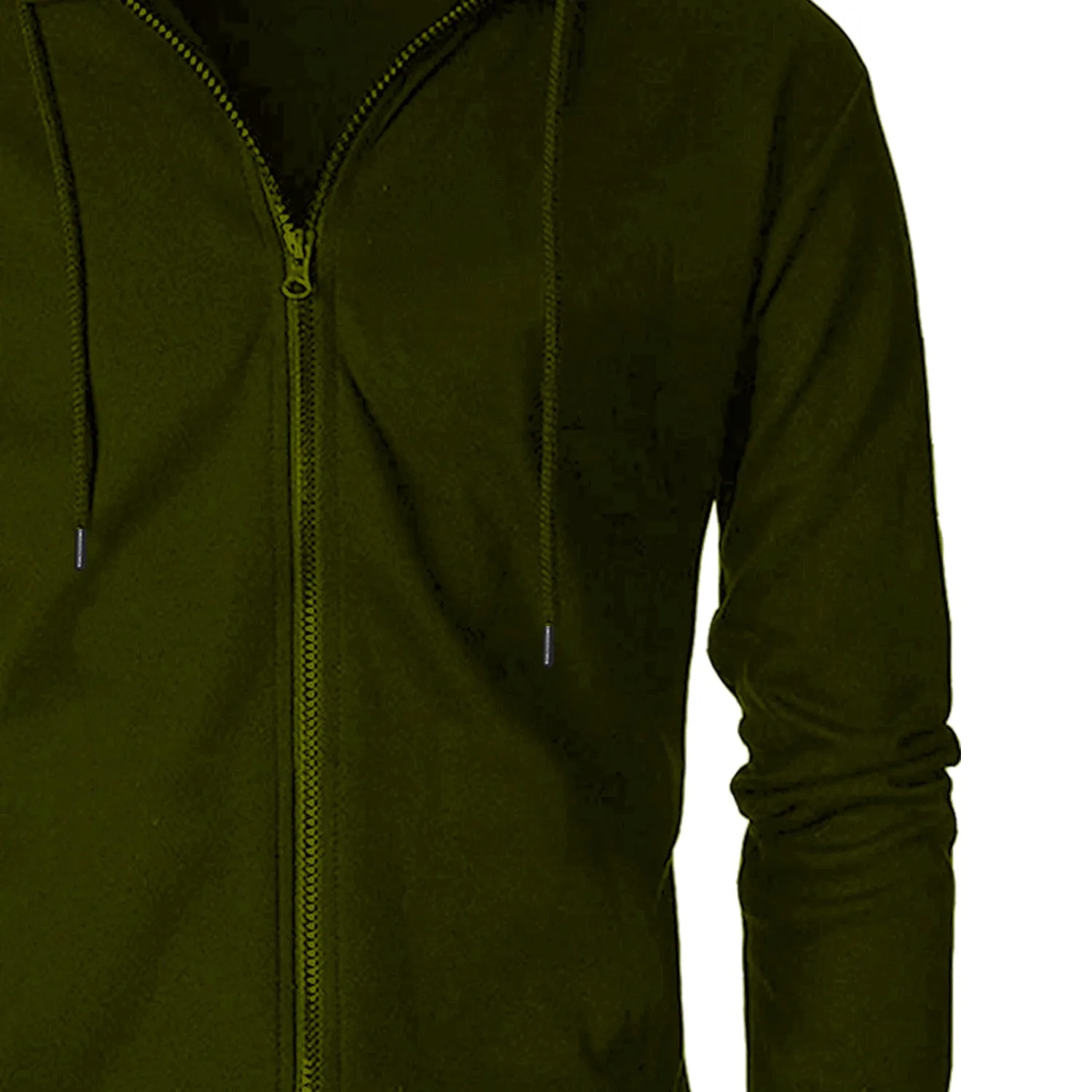 Regular Fit Men's Solid Olive Green Zipper Hoodie Jacket  Sweatshirt