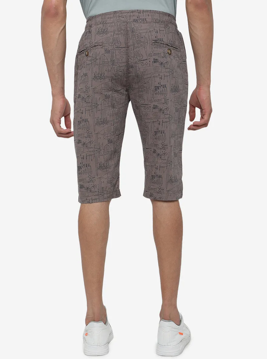 Skin Grey Printed Slim Fit Capri | JadeBlue