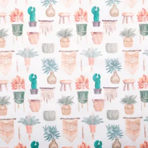 Stay dry digital printed PUL - BABY HUG - Cactus - Orange