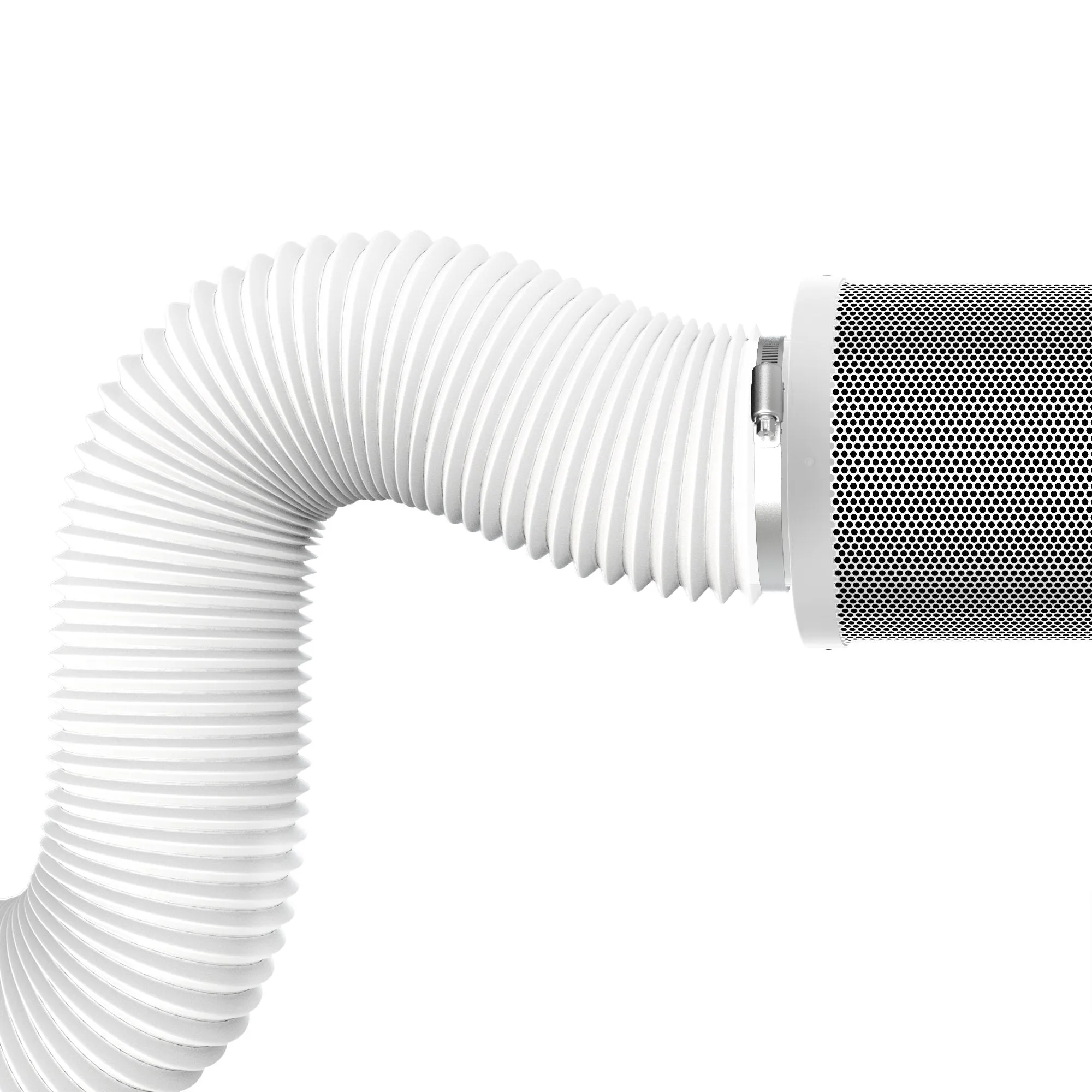 TerraBloom 6" Air Duct - 8 FT Long, White Flexible Ducting with 2 Clamps