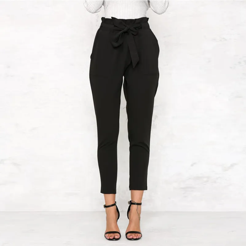 Tie-Waist Pencil Pants