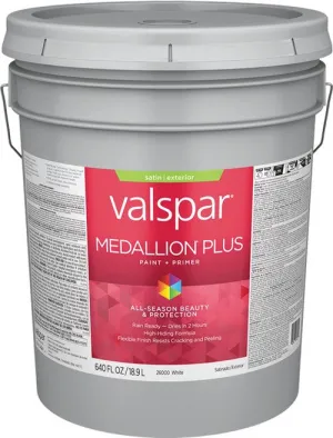 Valspar® Medallion® Plus Exterior Paint   Primer Satin 5 Gallon White Base (5 Gallon, White Base)