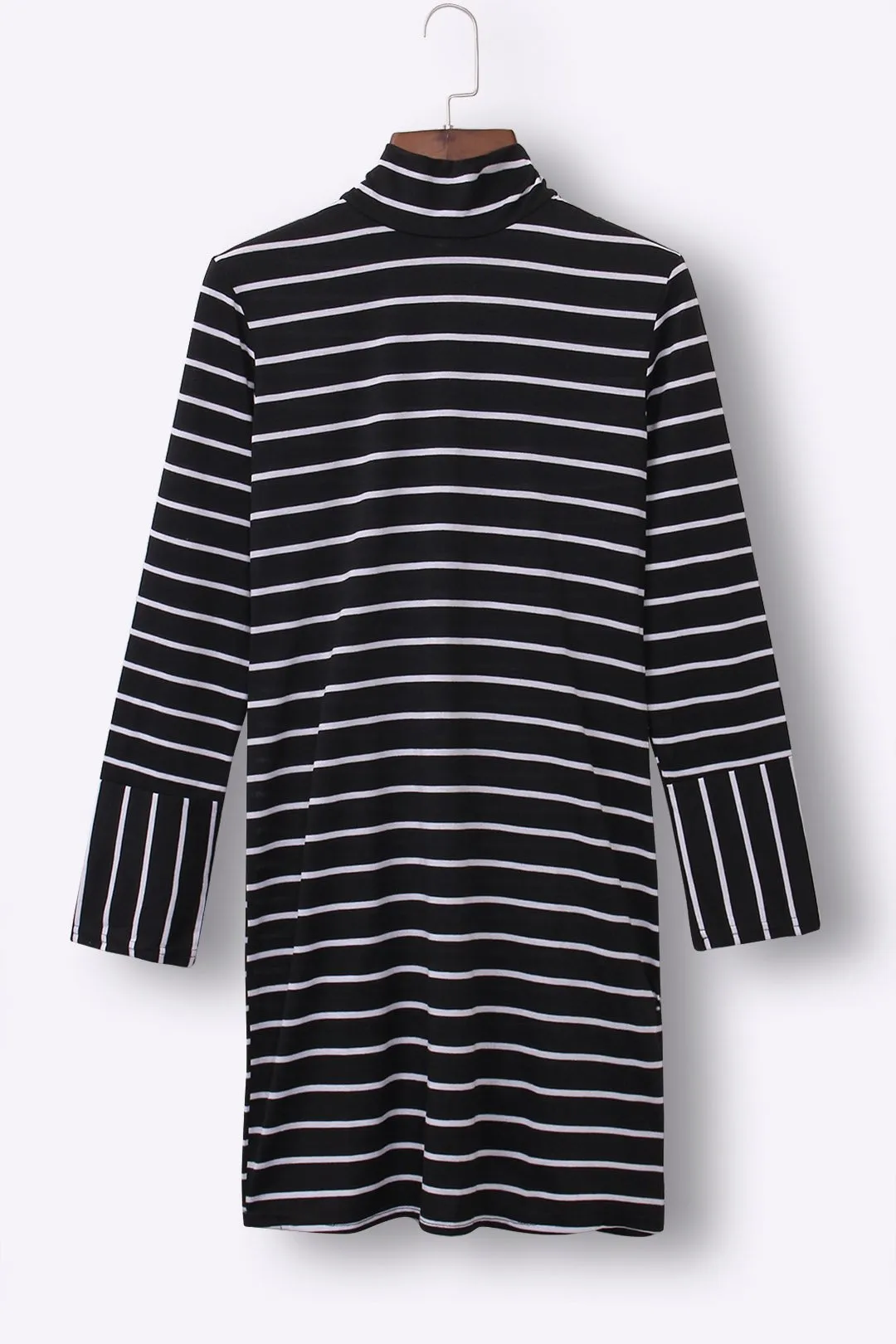 Wholesale Black Long Sleeve Stripe Casual Dresses