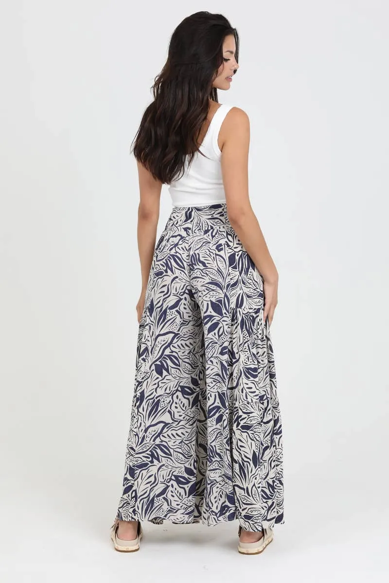 Wide Leg Floral Print with Tie Waist