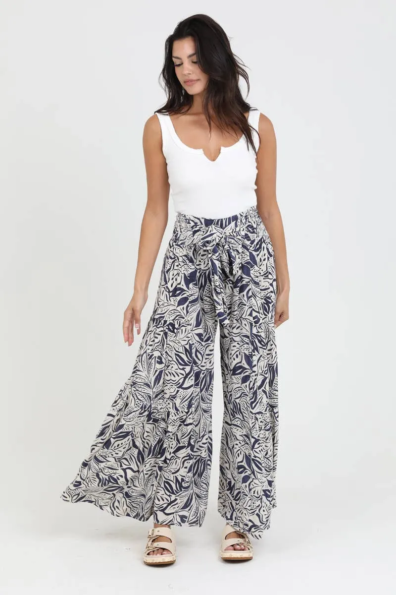 Wide Leg Floral Print with Tie Waist