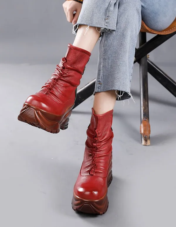 Winter Ethnic Style Waterproof Platform Retro Boots