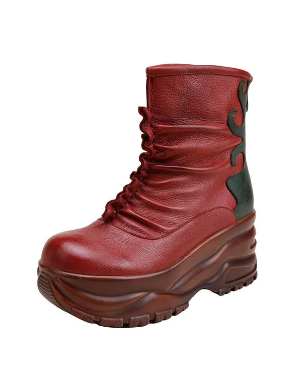 Winter Ethnic Style Waterproof Platform Retro Boots