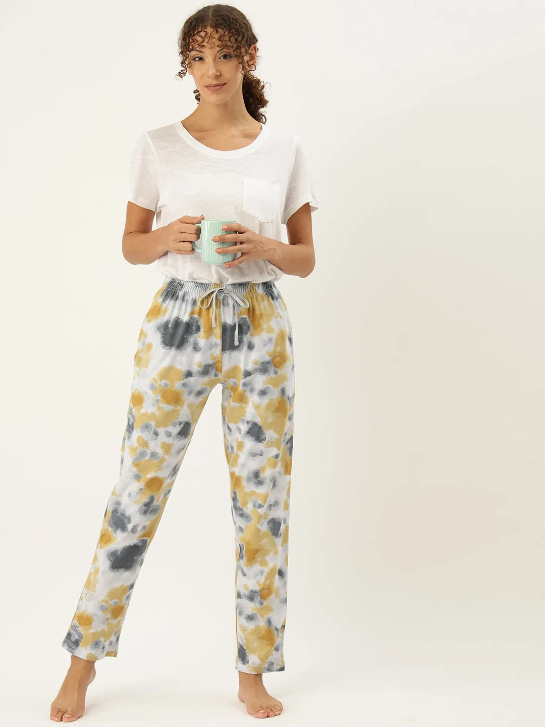 Women's Printed Cotton Yellow Lounge Pants | LDLW-2319-1 |